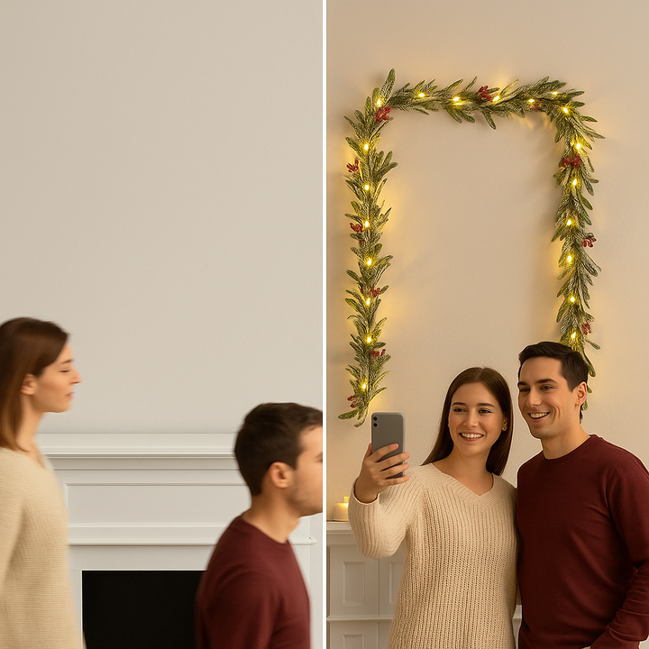 Christmas Vines & Olive Berry Garland (6.6ft) – LED Light String Holiday Mantel & Stairs Decor | Trufairs