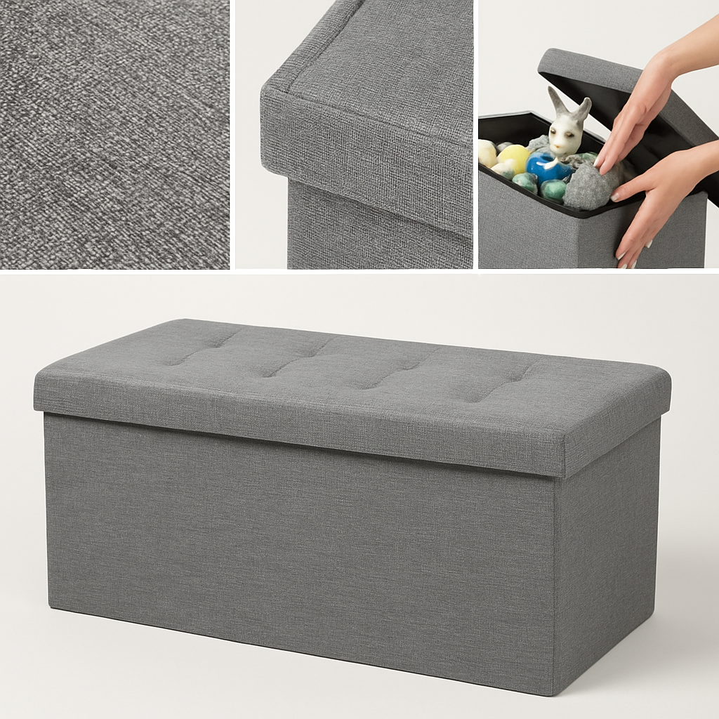 31.5" Storage Ottoman Footrest – Padded Bench with Removable Storage Bin | Modern Multi-Use Organizer | Trufairs