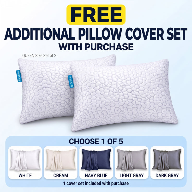Gel Memory Foam Pillows, Set of 2 – Firm Quilted & Dual-Sided Cooling