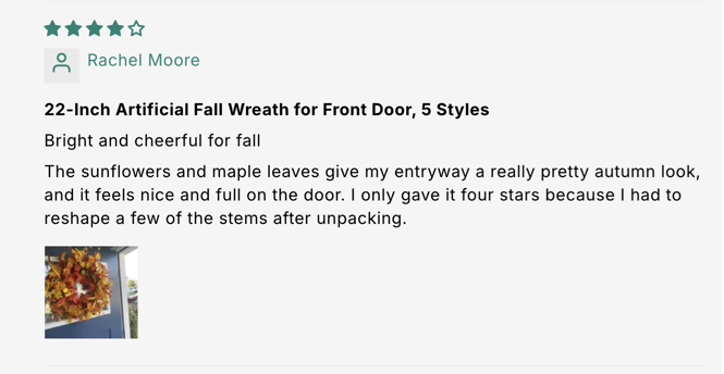 22-Inch Artificial Fall Wreath for Front Door – Berry, Pumpkin & Floral Styles customer review screenshot 5