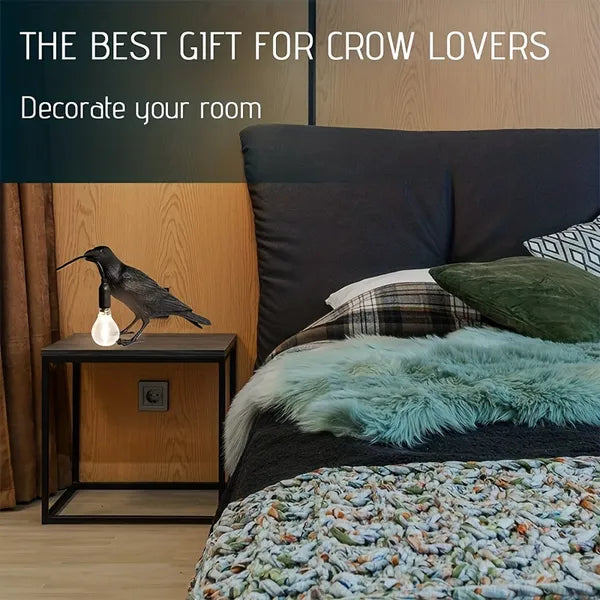 Gothic Raven Resin Bird Table Lamp – Artistic Night Light for Living Room & Office | Trufairs