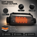 Rechargeable hand warmer pouch beside a 5000mAh USB power bank with up to 14 hour runtime