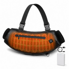 Camouflage rechargeable hand warmer pouch with adjustable strap and zippered front pocket