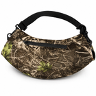 Camouflage rechargeable hand warmer pouch with adjustable strap and zippered front pocket