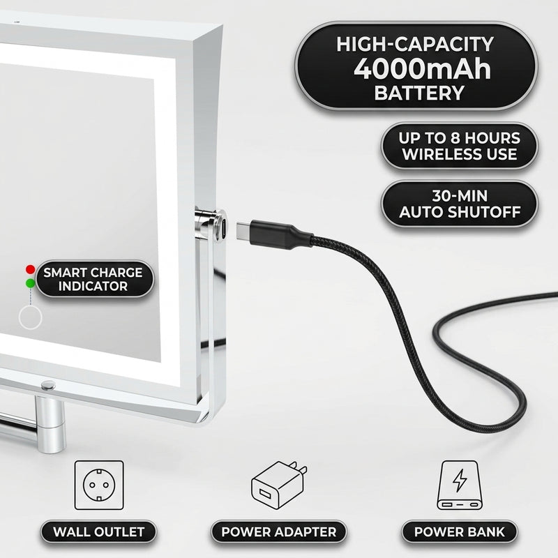 4000mAh rechargeable battery with up to 8 hours of wireless use