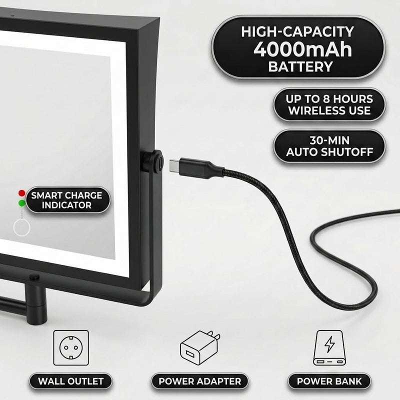 4000mAh rechargeable battery with up to 8 hours of wireless use