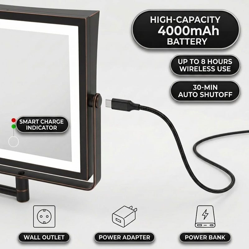 4000mAh rechargeable battery with up to 8 hours of wireless use