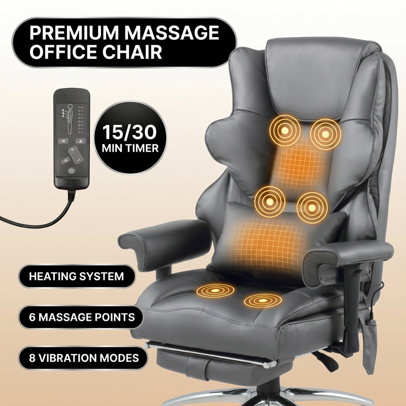 Reclining office chair at 155 degrees with footrest shown in working reading and napping positions