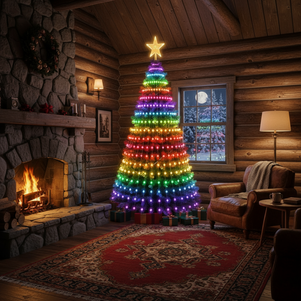 MIMIRGB 6.89FT Smart Christmas Tree Light 400 LED Indoor String Light with Remote Control DIY Text Christmas Tree Decoration