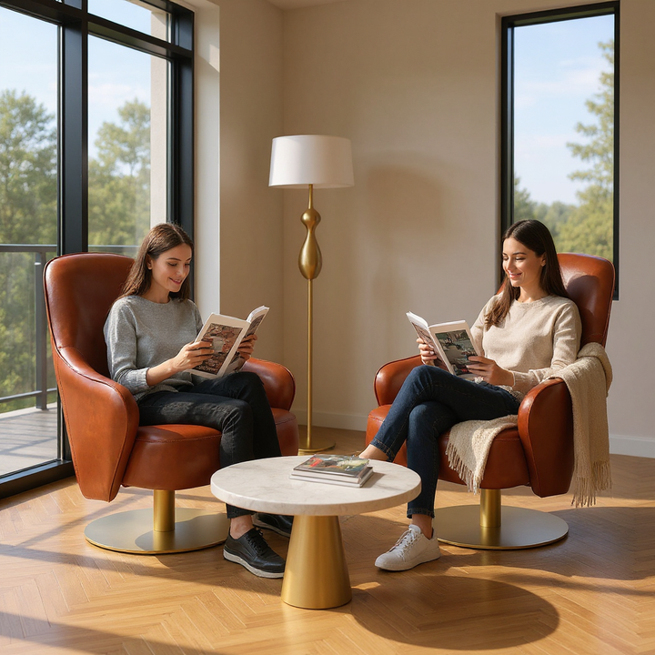 Withby Accent Chair Brown – Modern Faux Leather & Steel Comfort | Accent Seating | Trufairs