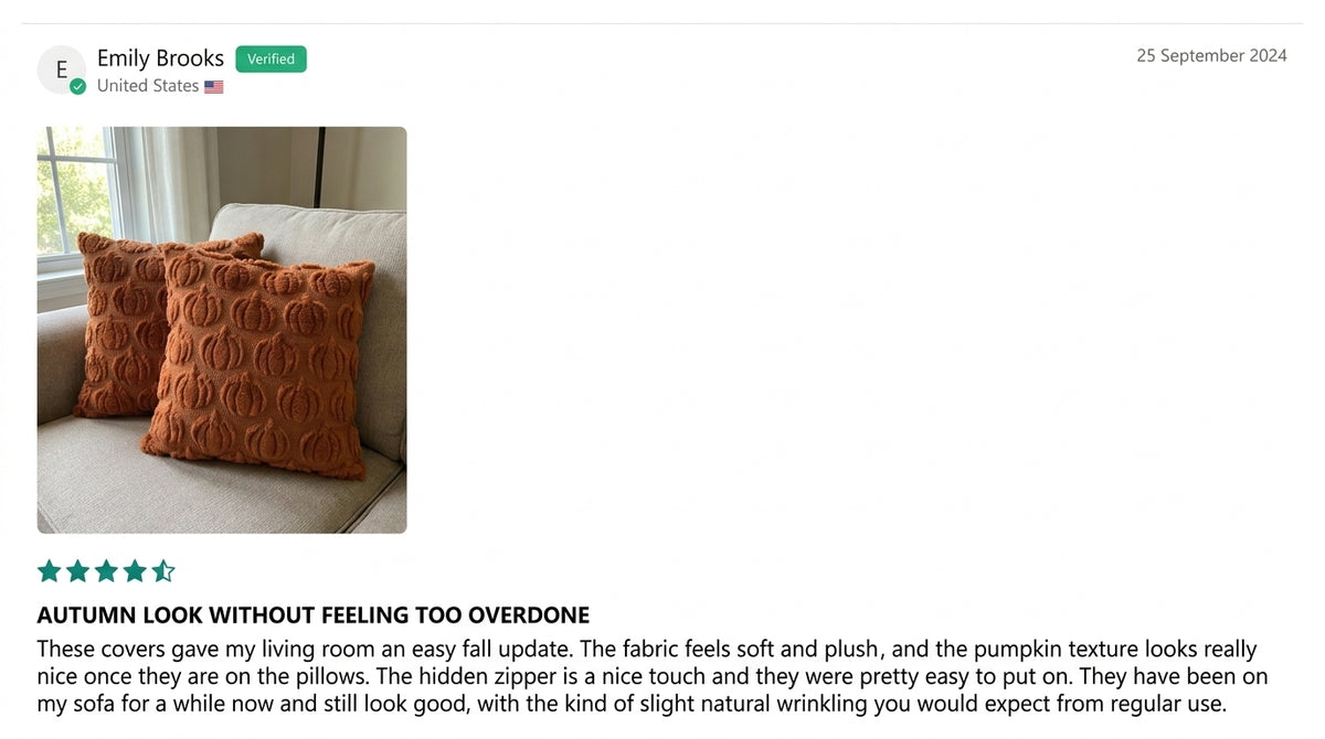 Pumpkin Pillow Covers Set of 2 | 3D Fall Decorative Covers customer review screenshot 3
