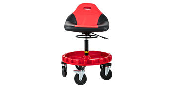 SucceBuy Rolling Garage Stool 300 LBS Capacity 21"-26" Adjustable Height Range Mechanic Seat with Swivel Casters and Tool Tray