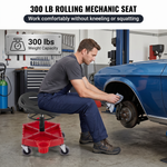 Rolling mechanic stool dimension diagram showing an 18.5-inch seat height and 5-inch casters