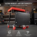Rolling mechanic stool dimension diagram showing an 18.5-inch seat height and 5-inch casters