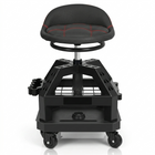 Yellow rolling mechanic stool with magnetic tool tray shown from the front on a plain background