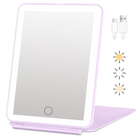 Rose gold LED lighted makeup mirror with rechargeable battery and magnification