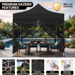 People relaxing inside the screen gazebo showing airflow and bug protection