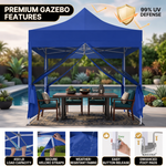 People relaxing inside the screen gazebo showing airflow and bug protection