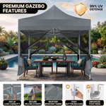 People relaxing inside the screen gazebo showing airflow and bug protection