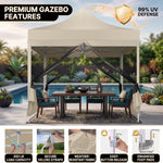 People relaxing inside the screen gazebo showing airflow and bug protection