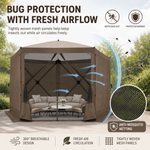 Airflow moving through the tightly woven anti-mosquito mesh panels of the screen gazebo