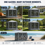 Airflow moving through the tightly woven anti-mosquito mesh panels of the screen gazebo