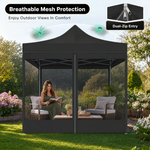 Comparison chart of the gazebo's premium fabric, poles, ropes and stakes