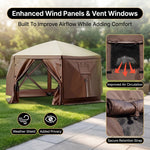 Comparison chart of the gazebo's premium fabric, poles, ropes and stakes