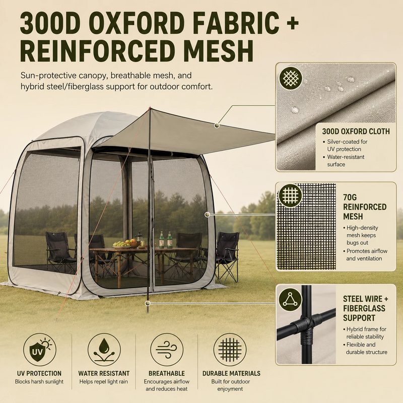 360-degree mesh screen tent keeping mosquitoes out while allowing airflow