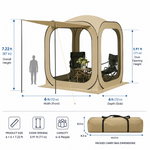 Diagram of 6x6 screen tent gazebo dimensions and 7.1 ft peak height