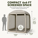 Diagram of 6x6 screen tent gazebo dimensions and 7.1 ft peak height