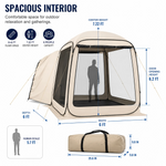 Diagram of 6x6 screen tent gazebo dimensions and 7.1 ft peak height