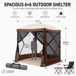 Diagram of 6x6 screen tent gazebo dimensions and 7.1 ft peak height