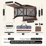 Dimension diagram of the 12x12 ft screen tent gazebo showing 90 in height - 71 in side width and 35 lb weight