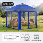 Dimension diagram of the 12x12 ft screen tent gazebo showing 90 in height - 71 in side width and 35 lb weight