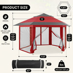 Dimension diagram of the 12x12 ft screen tent gazebo showing 90 in height - 71 in side width and 35 lb weight