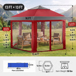 Dimension diagram of the 12x12 ft screen tent gazebo showing 90 in height - 71 in side width and 35 lb weight