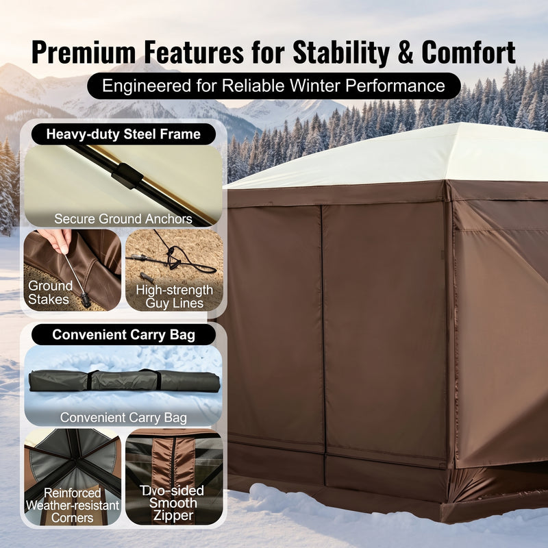 Screen tent gazebo stability features including ground stakes - guy lines - reinforced corners and a carry bag