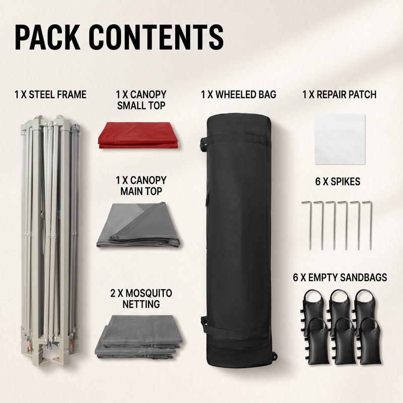 Screen tent gazebo stability features including ground stakes - guy lines - reinforced corners and a carry bag