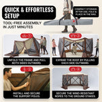 Screen tent gazebo with two roll-up windows and mesh panels providing enhanced airflow and a private enclosed space