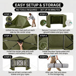 Screen tent gazebo with two roll-up windows and mesh panels providing enhanced airflow and a private enclosed space