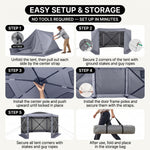 Screen tent gazebo with two roll-up windows and mesh panels providing enhanced airflow and a private enclosed space