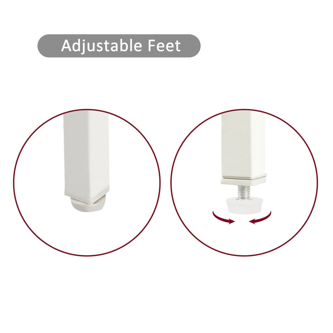 Set of 2, 15.75" Rattan End table with drawer, Modern nightstand, metal legs,side table for living room, bedroom,white