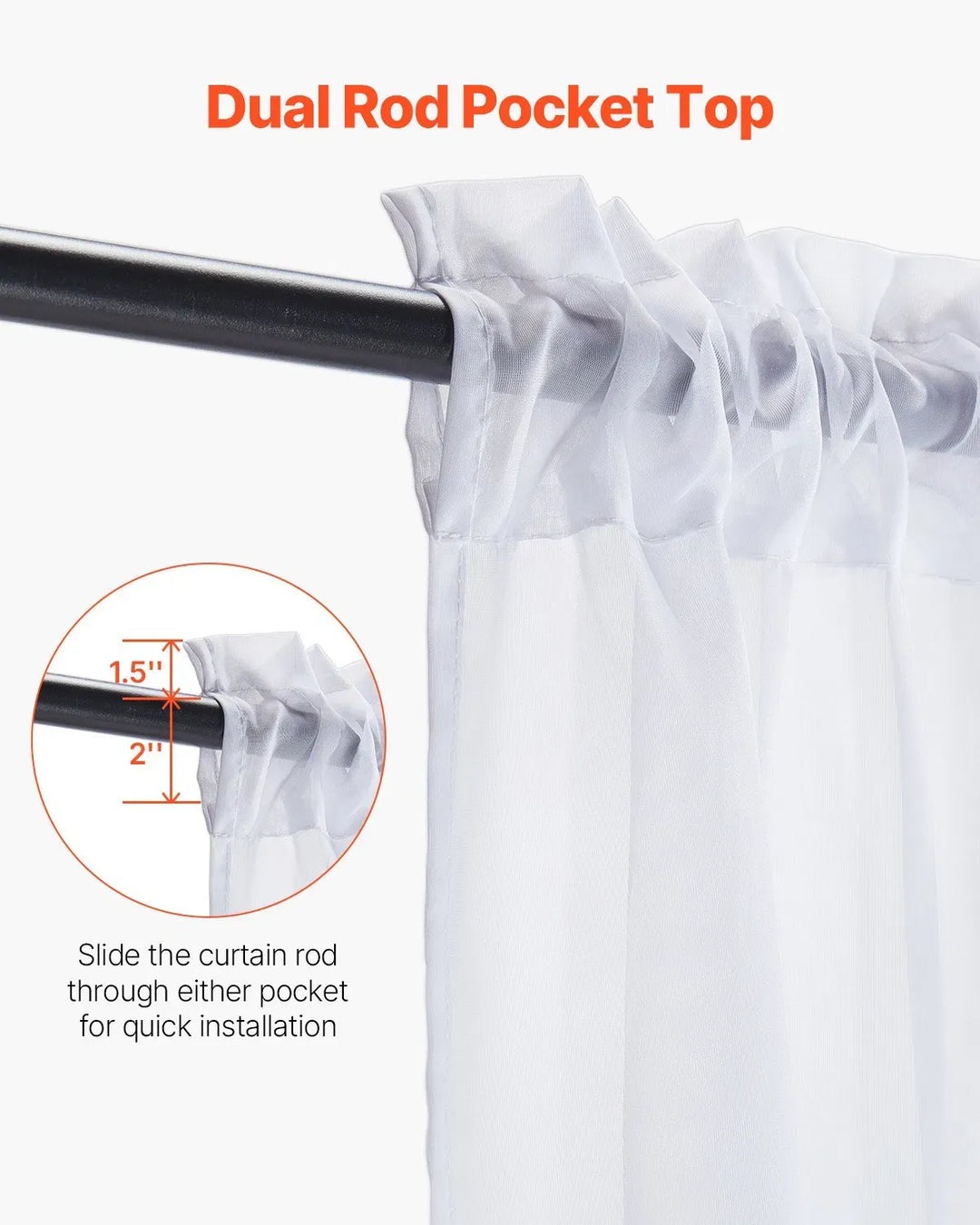 Sheer Curtains 42 W x 84 L inches 2 Panels Window Drapes Rod Pocket Polyester