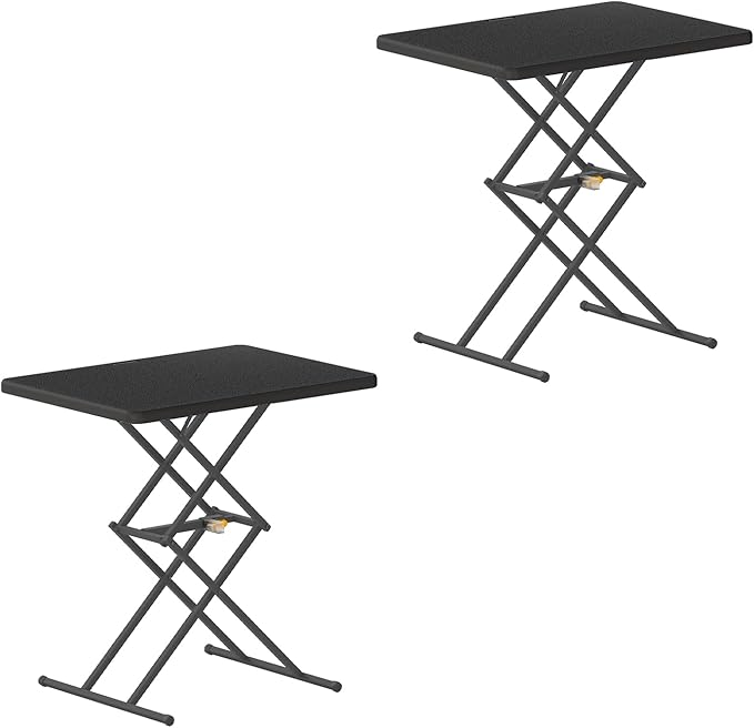 Foldable Table & Step Stool – Heavy-Duty, Portable, Adjustable Height, Indoor/Outdoor Use - 28” Rectangular Height Adjustable  Black 2 pack