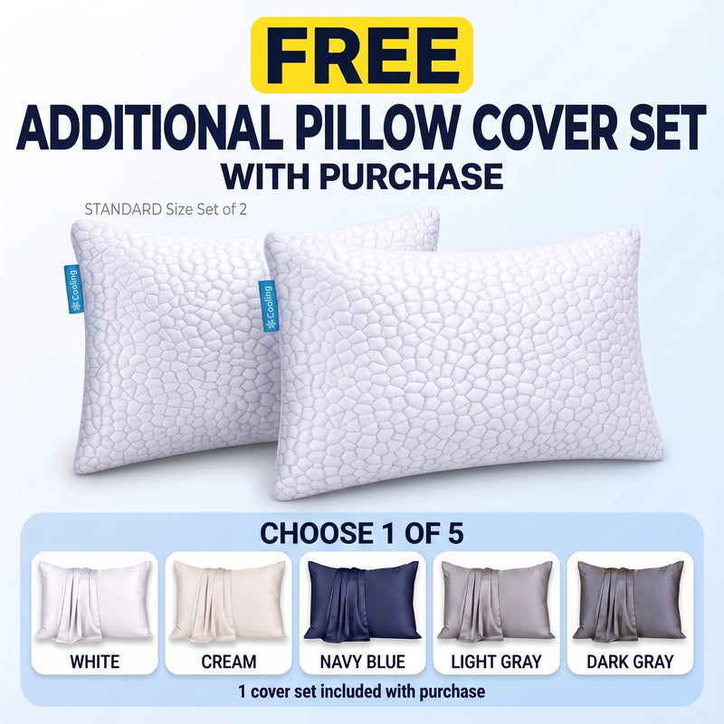 Gel Memory Foam Pillows, Set of 2 – Firm Quilted & Dual-Sided Cooling