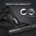 Standing desk converter keyboard tray capacity and pneumatic lift mechanism diagram