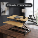 Standing desk converter keyboard tray capacity and pneumatic lift mechanism diagram