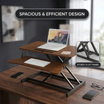 Standing desk converter keyboard tray capacity and pneumatic lift mechanism diagram