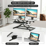 Standing desk converter keyboard tray capacity and pneumatic lift mechanism diagram